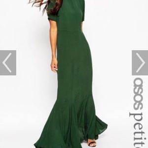 ASOS Petite Short Sleeve Fishtail Maxi Dress GREEN