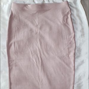 Pale Pink Mid Length Pencil Skirt