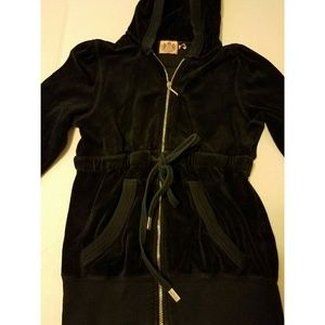 Juicy Couture Drawstring Waist Velour Hoodie Black