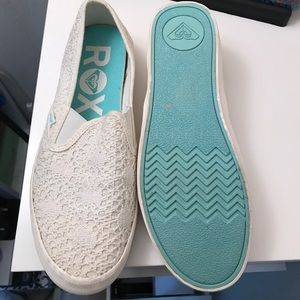 Roxy white lace crocheted shoes