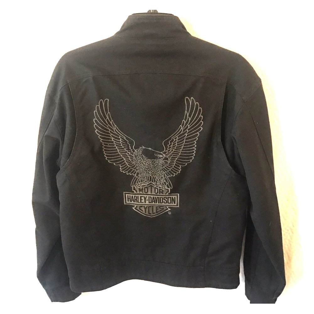 Harley Davidson Canvas Black & Gray Eagle Jacket