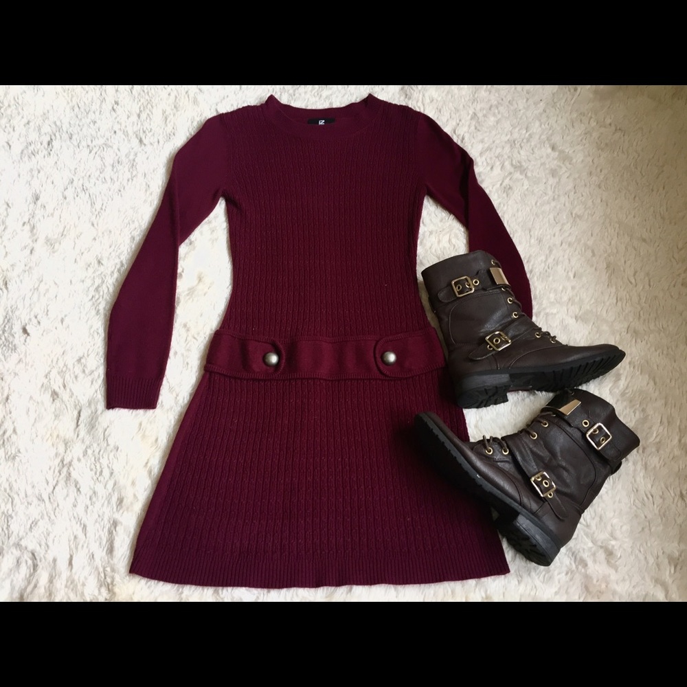 Soft Maroon Sweater Dress