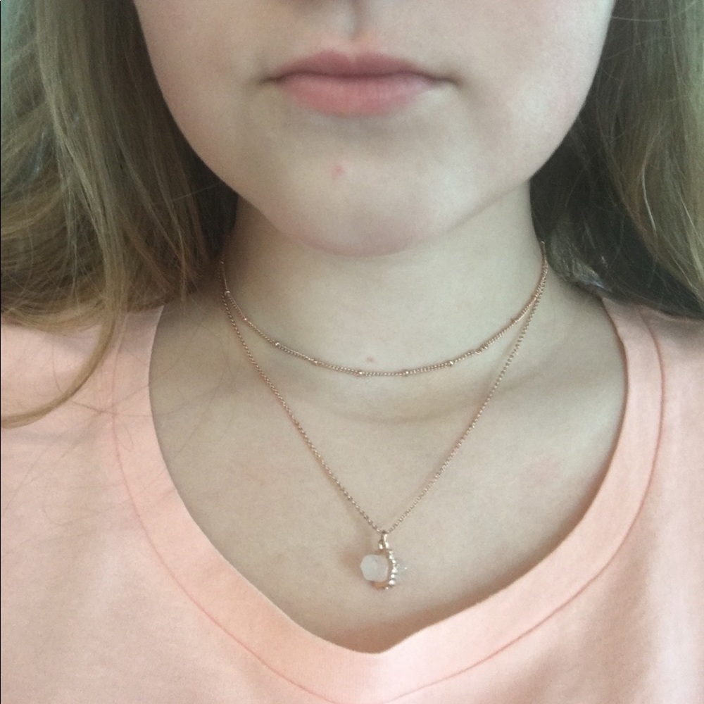 NWOT Double layer rose gold necklace