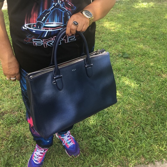 Ralph Lauren Rrl Bags Ralph Lauren Double Zip Satchel Navy Blues Used Poshmark