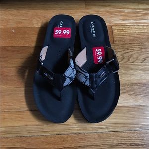 Black Coach Flip Flops