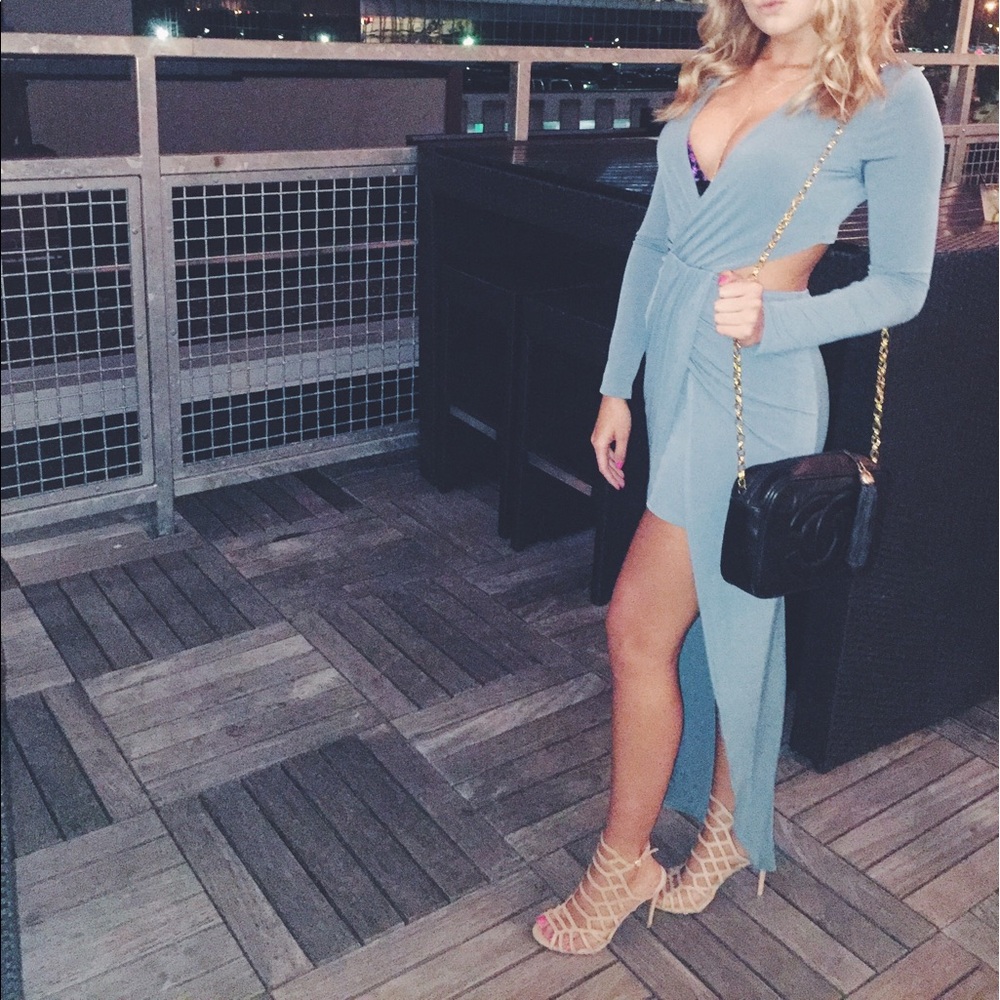 High low blue dress