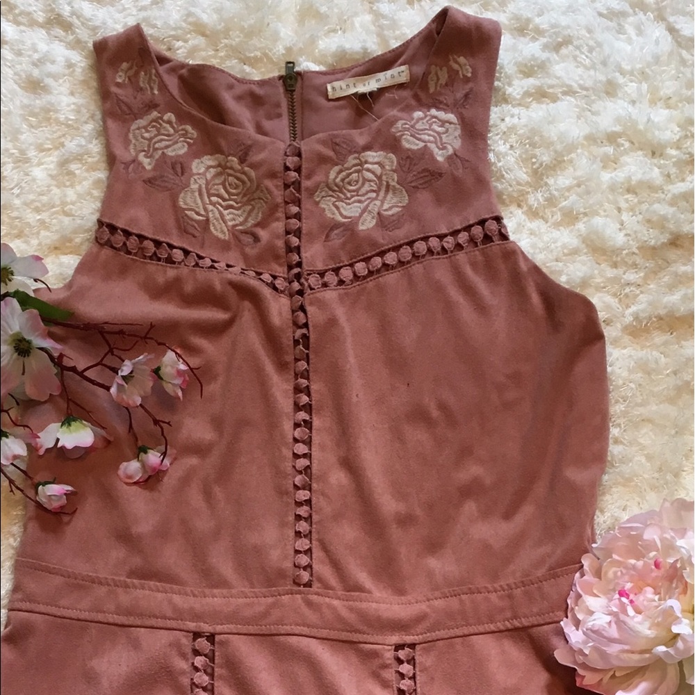 XL Faux Suede Rose Pink Dress
