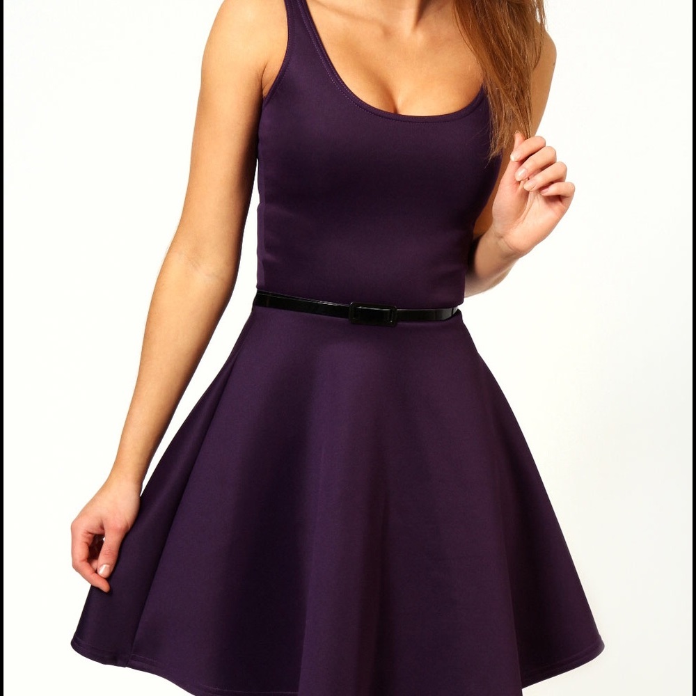 🆕 NEXT UK Purple Fit & Flare Dress w/ Belt
