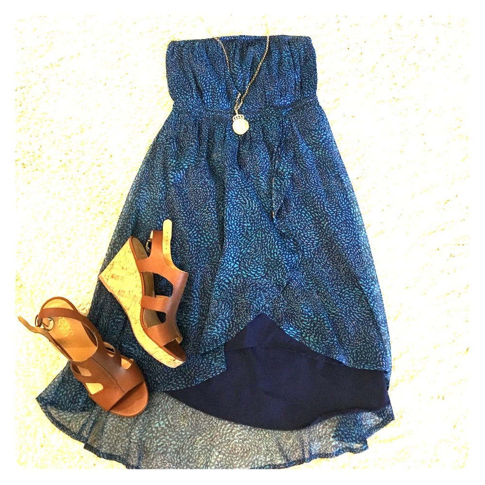 High-low dress.
