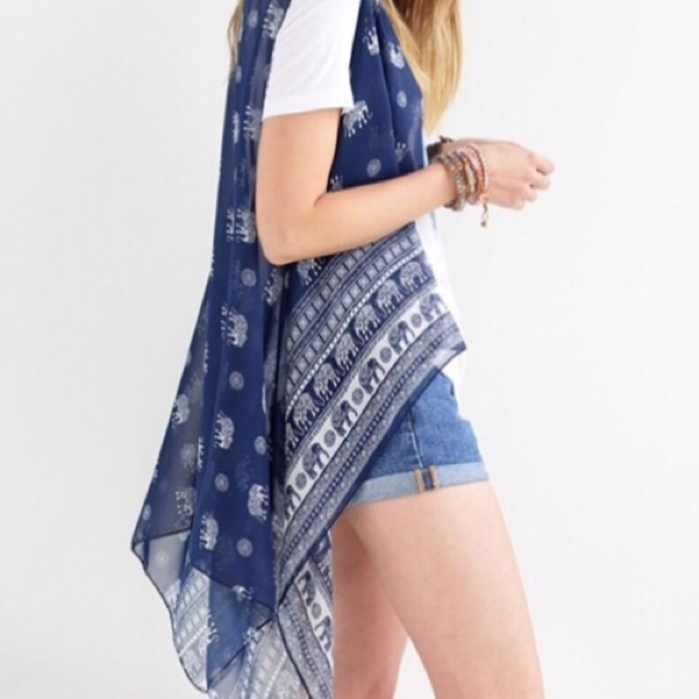 Elephant kimono vest/boho chic
