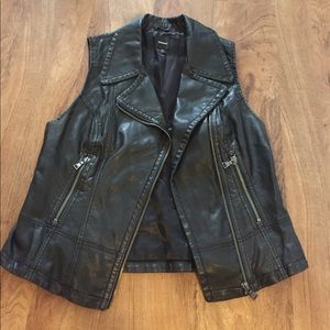 Express faux leather zip up vest