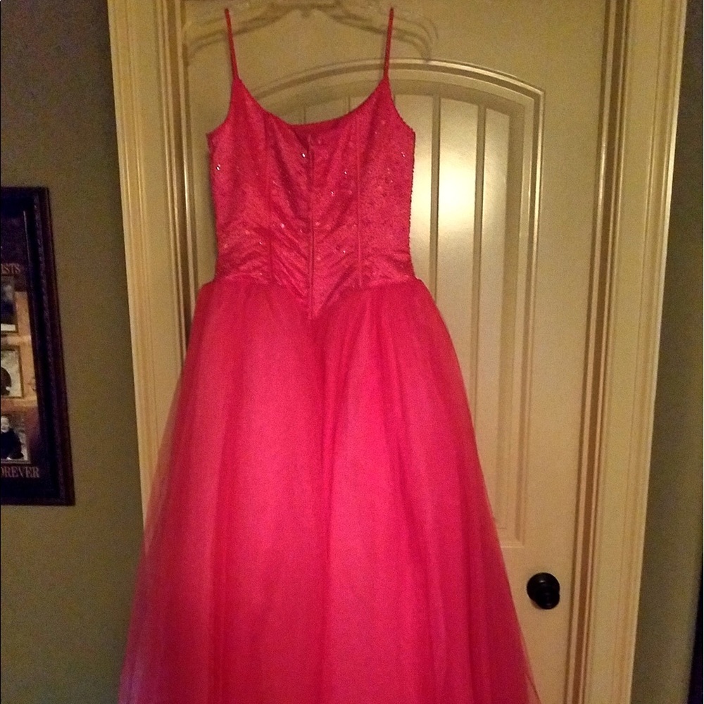 Hot pink princess prom dress