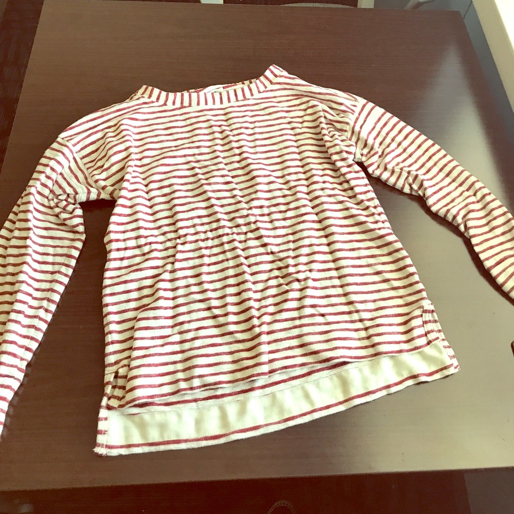 Madewell red and white striped sweater tee