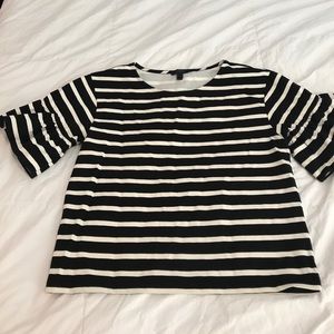 Jcrew striped flutter sleeve tshirt