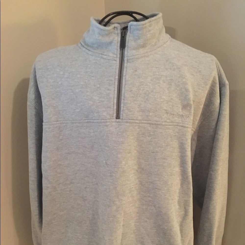 Mens carhartt heather grey 1/2 zip sweatshirt XL