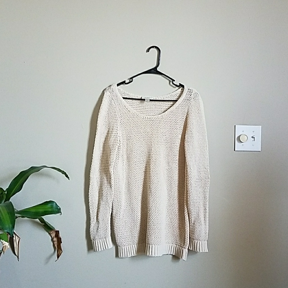 LOFT - Open-Knit Cream/Beige Sweater - size M