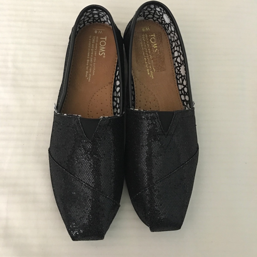 Toms sparkly black flats NWOT
