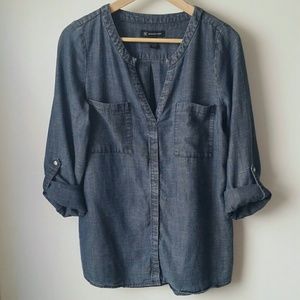 INC denim linen tunic top size 6 GUC