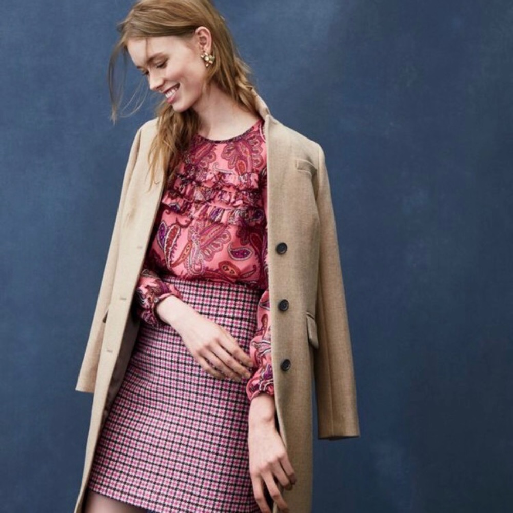 SOLD NWT J. Crew Ruffle Front Silk Paisley Top
