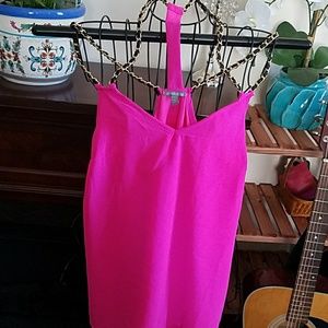 Sexy Hot pink chain strappy top tank