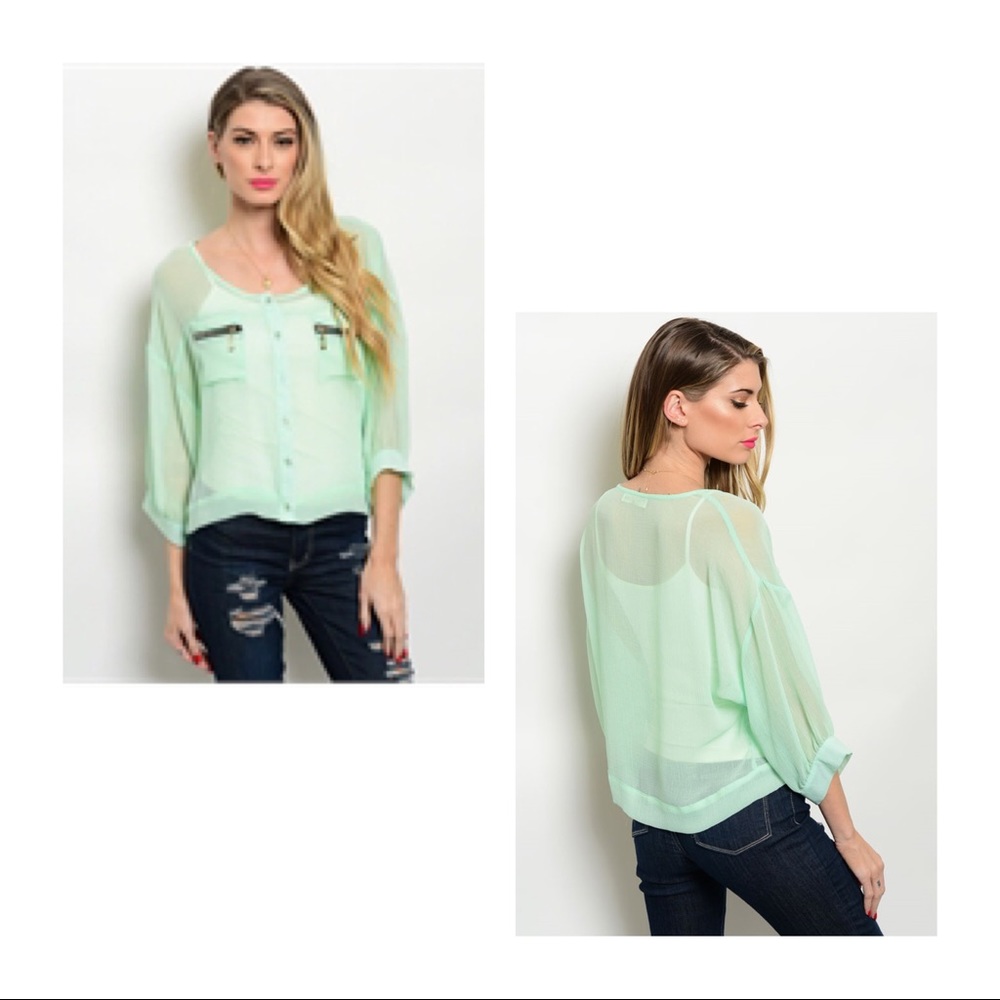 Crazy sale📣📣Sheer Mint Top
