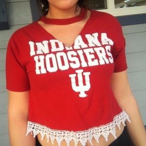 Indiana University cropped tshirt with lace