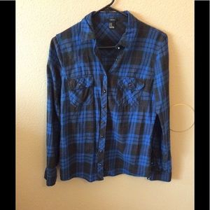 Blue flannel.