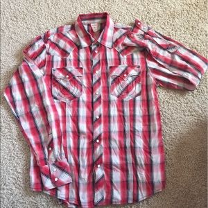 True religion collar long sleeve shirt.