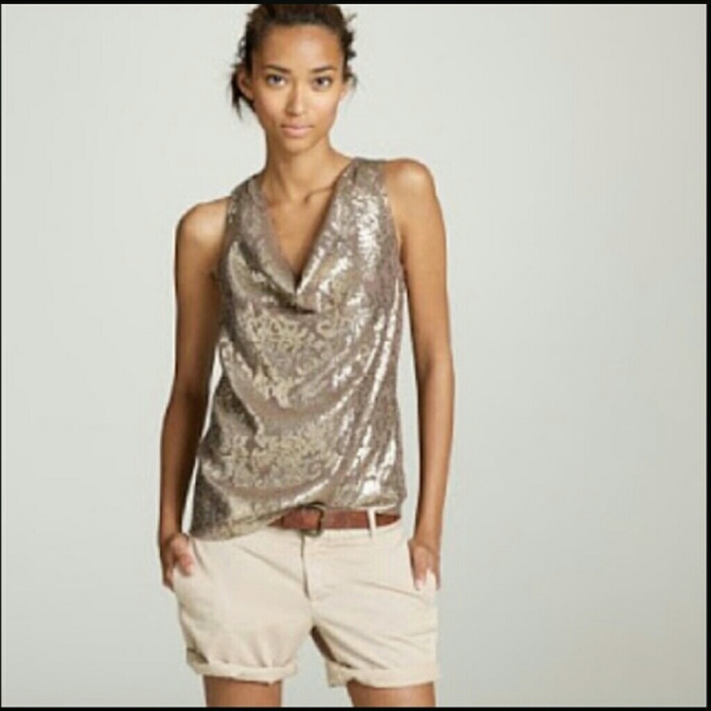 J. Crew Khloe Silk Brocade Drapey Top sz 0