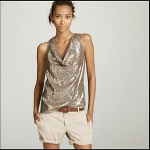 J. Crew Khloe Silk Brocade Drapey Top sz 0