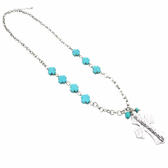 BLESSED Cross Necklace & Earrings 30" - Picture 4 of 4