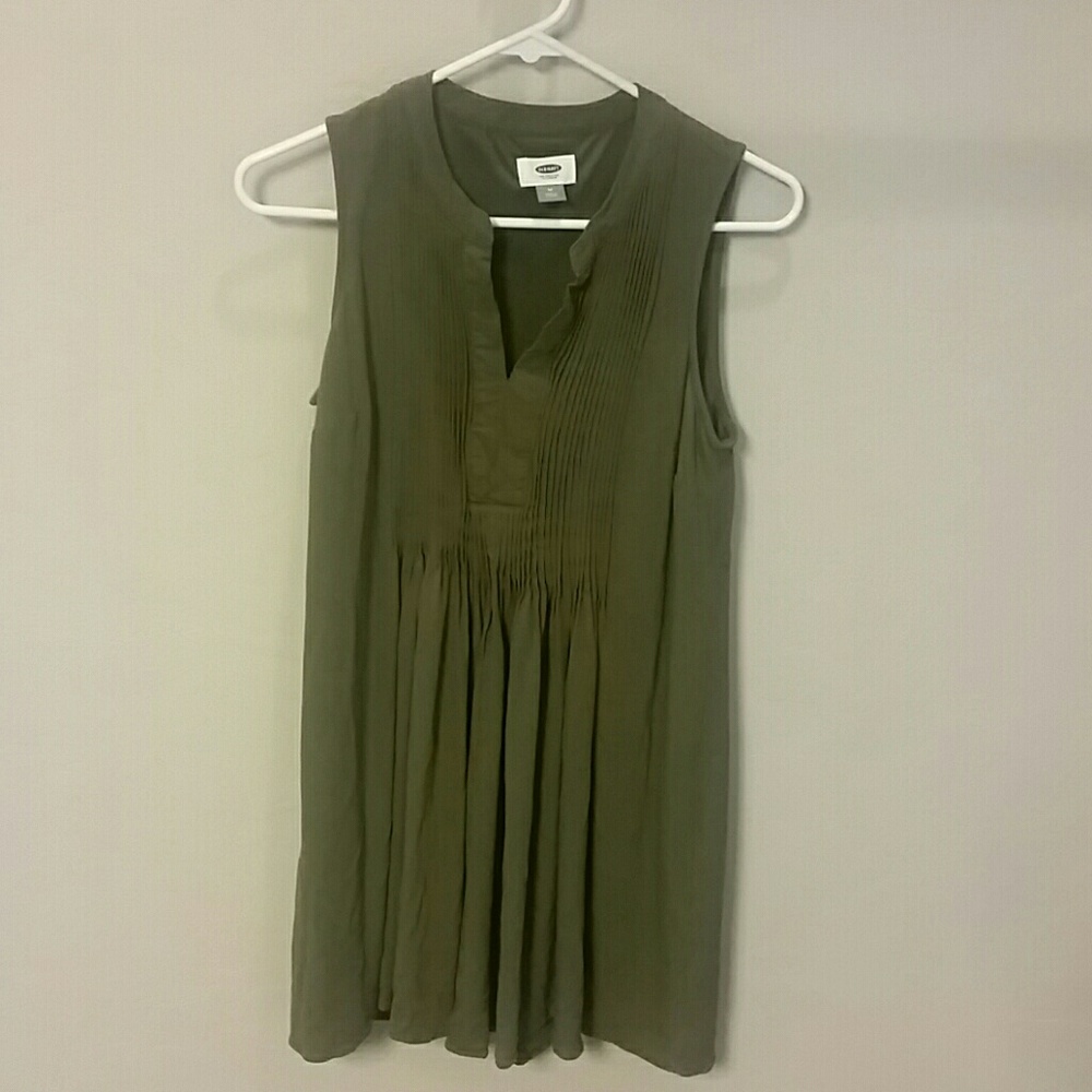 Old navy womens pintuck swing hunter green dress