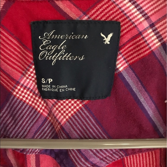 Small plaid button down. Burgundy/red - Picture 2 of 6