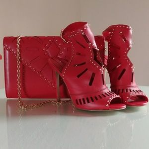 Aldo Uneasien Red Leather Peeptoe Bootie