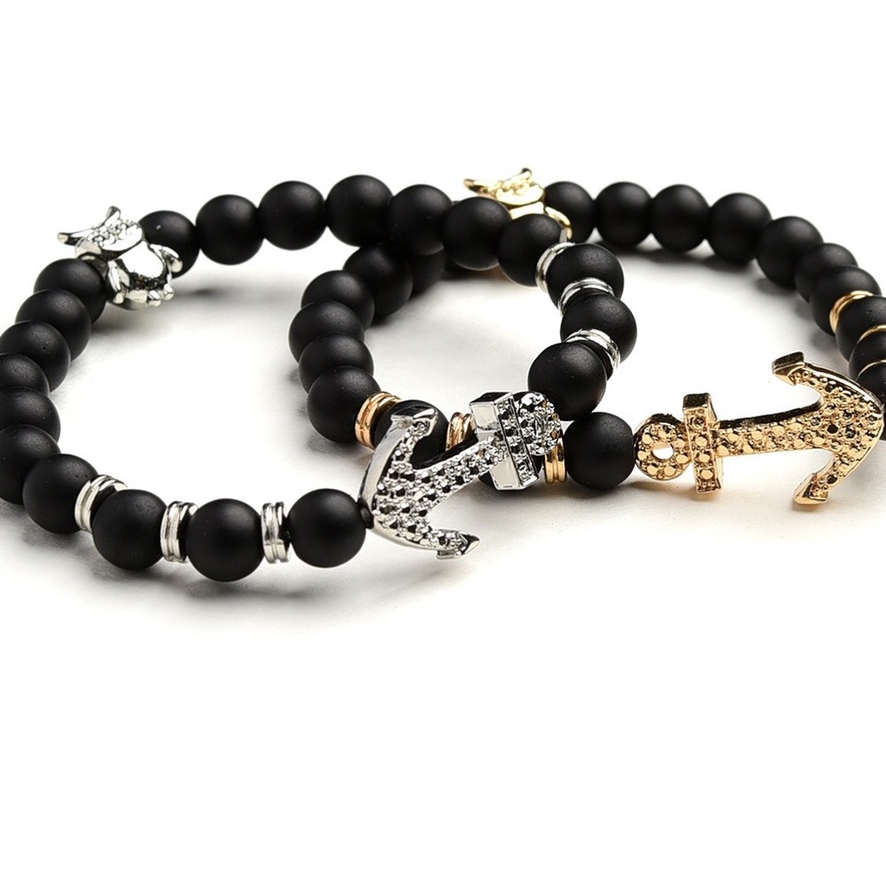 Beautiful beaded anchor bracelet.  Gold or silver