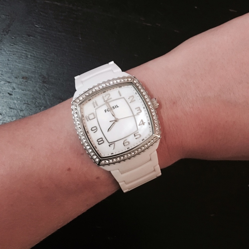 White Acrylic Fossil Watch