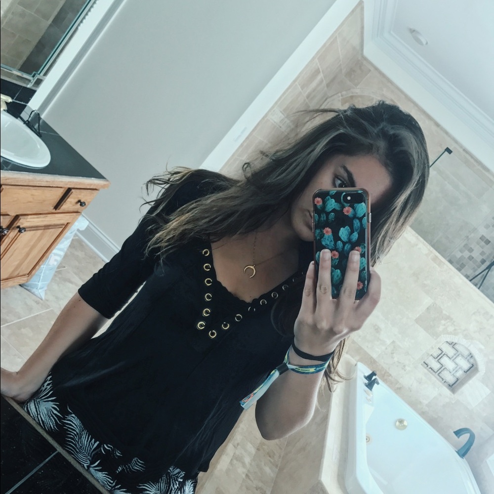 NWT lace up black shirt