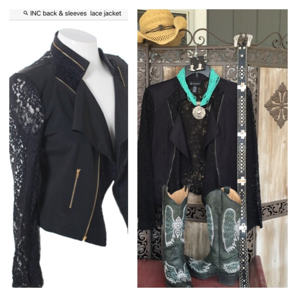 NWOT  INC BLK LACE SLEEVE & BACK JACKET