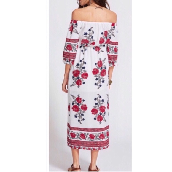 OFF SHOULDER RED FLORAL DRESS - Picture 3 of 5