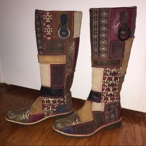 patchwork boots womens