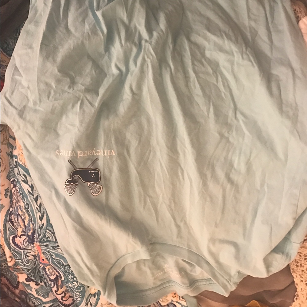 Vineyard Vines lacrosse whale tshirt powder blue