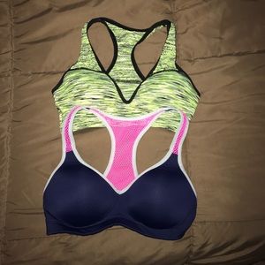 2 PINK push up sports bras.