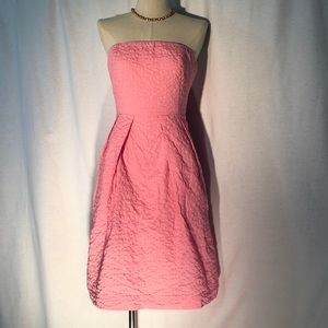 J Crew pink pucker strapless fit&flare dress