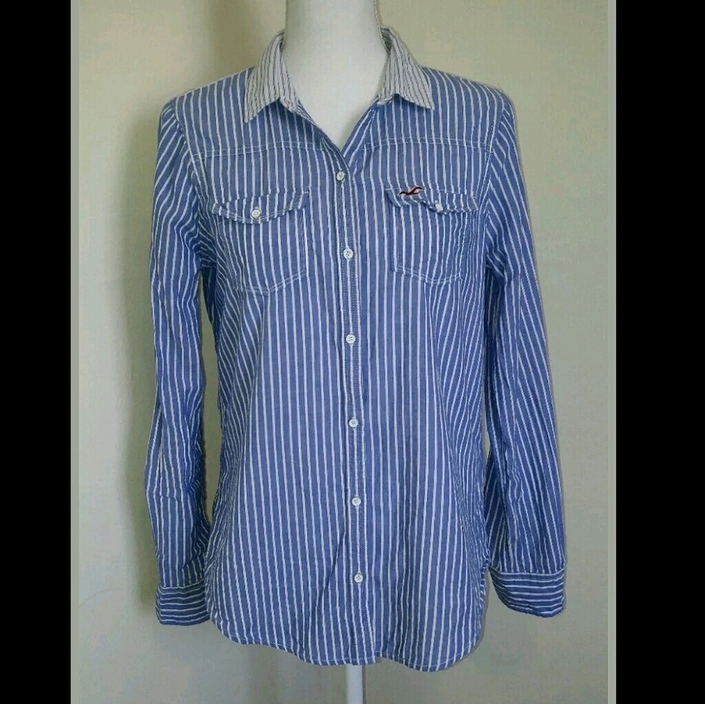 Hollister Pinstripe Button Down Long Sleeve Shirt