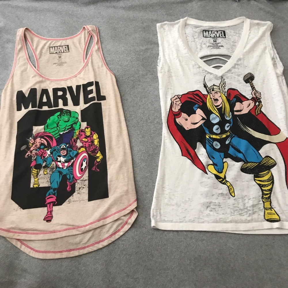 Two Marvel shirts
