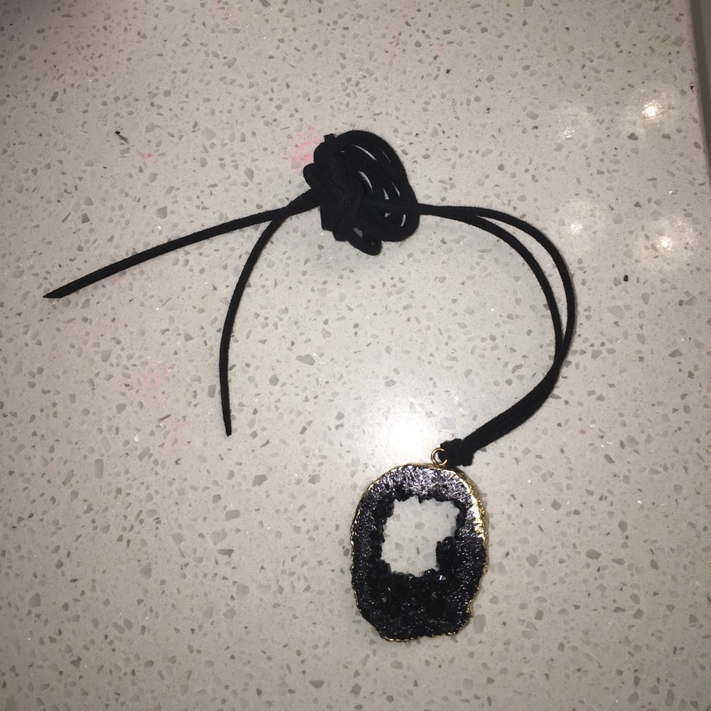 Black Druzy Double Wrap necklace
