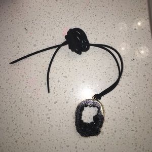 Black Druzy Double Wrap necklace