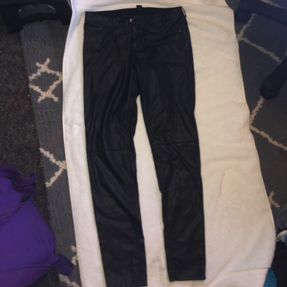 Black leather jeans