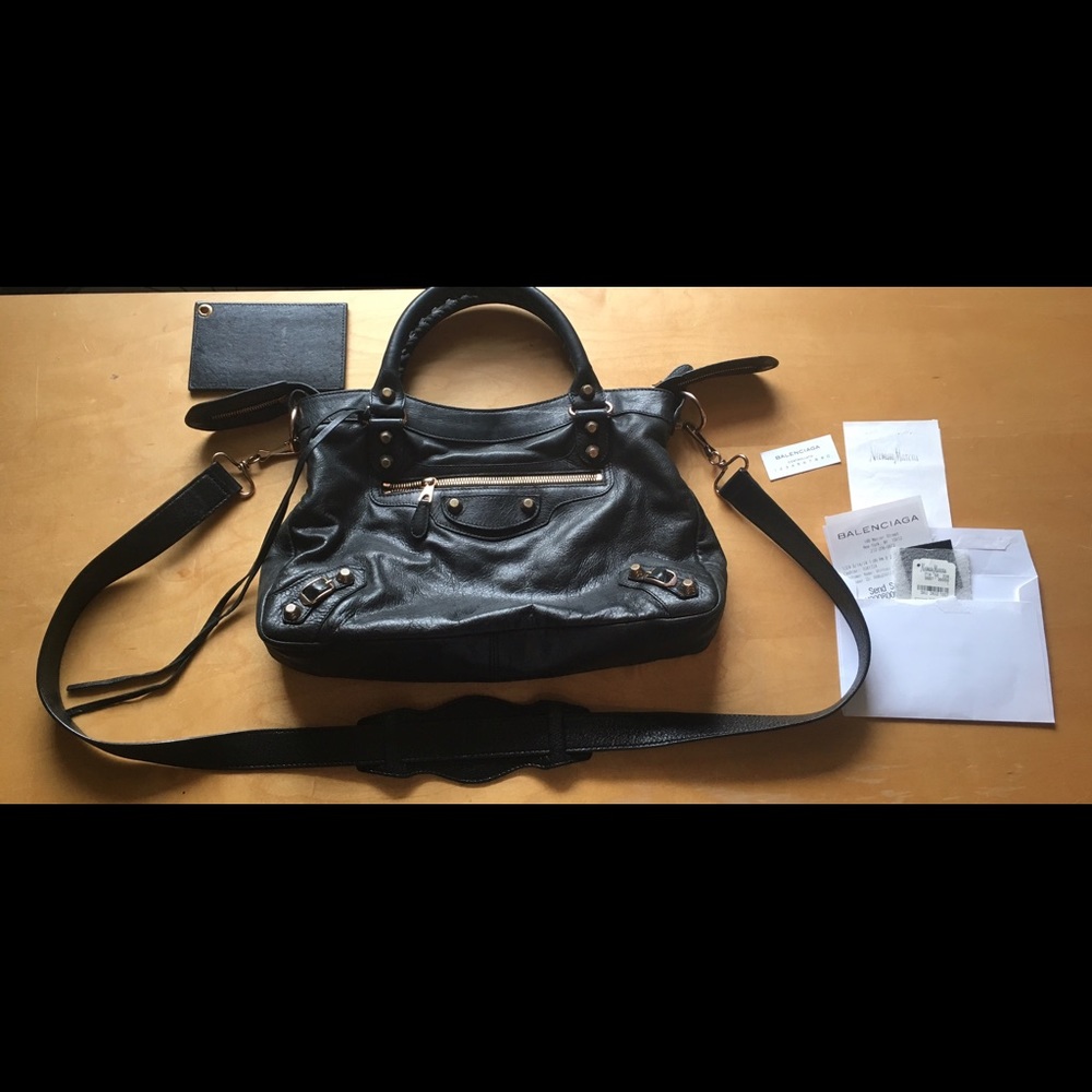 Balenciaga arena town bag nero black rose gold