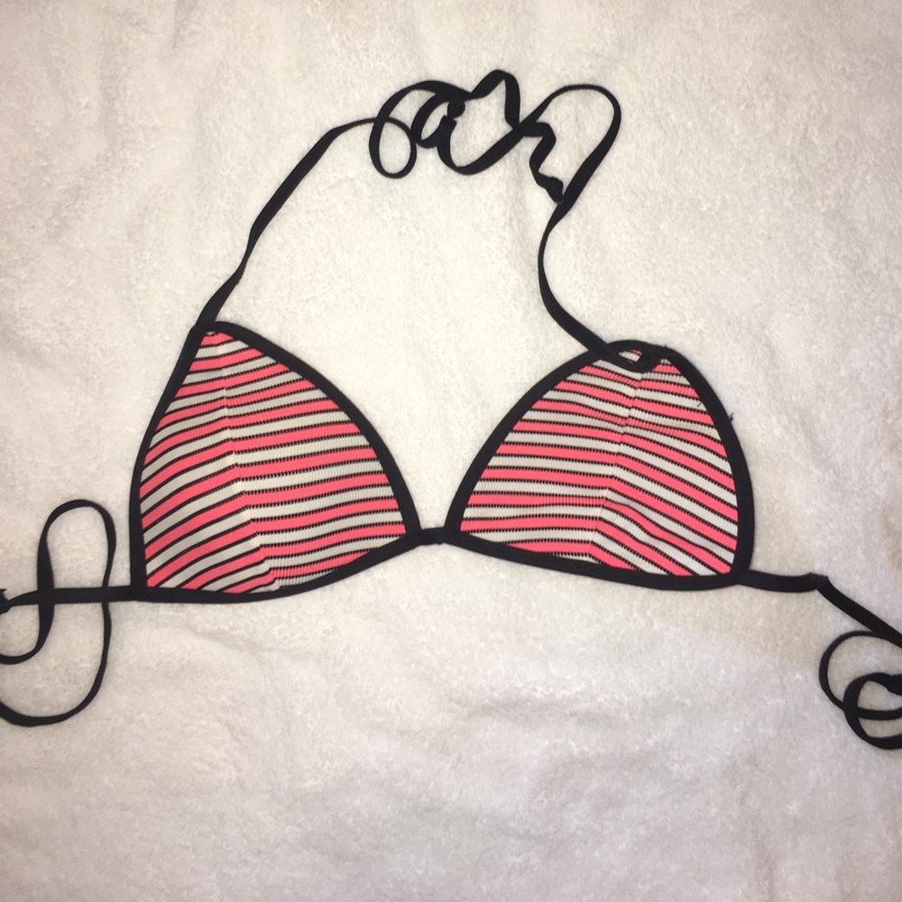 Orange and white stripe bikini top